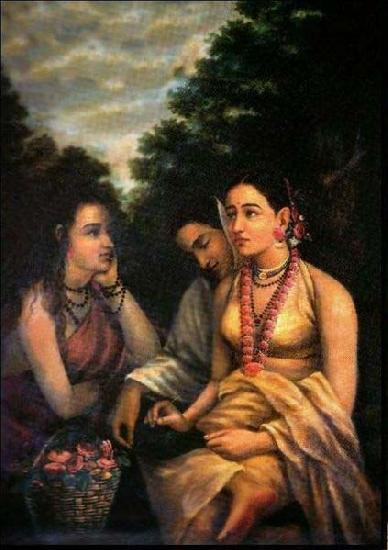 Raja Ravi Varma Shakuntala despondent Germany oil painting art
